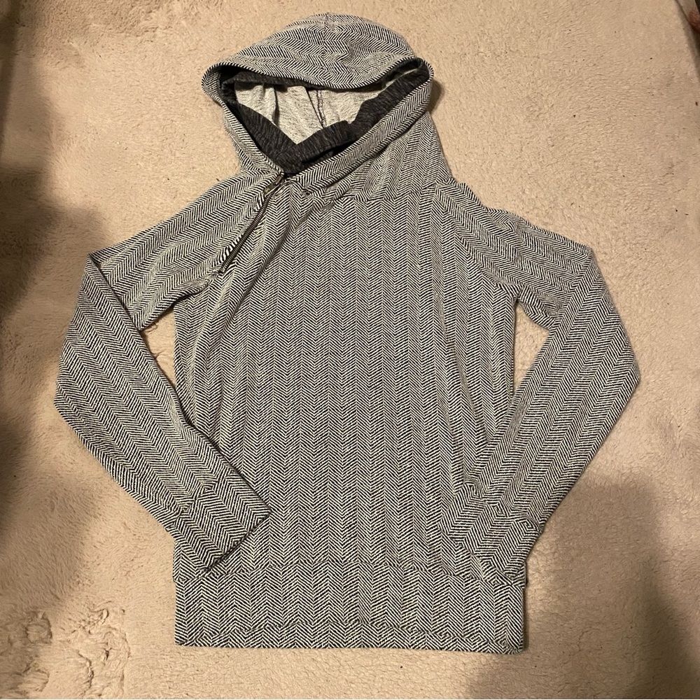 Maison Scotch Home Alone Double Hood Hoodie Sweatshirt Side Zip Herringbone XS P